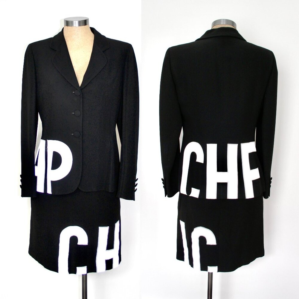 Moschino Cheap & Chic Letter Applique Skirt Suit 1990s
